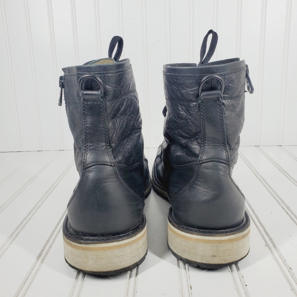 Andrew Marc Rutland Black Leather Lace Up Zip Boots - Picture 6 of 12